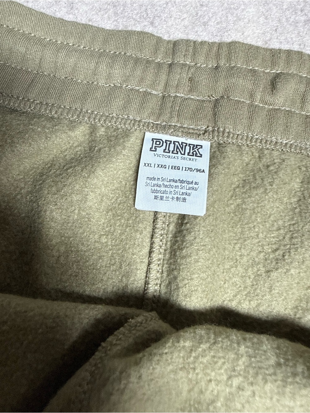 PINK Victoria's Secret Olive Terry Lounge Shorts with Side Logo - Picture 2 of 5